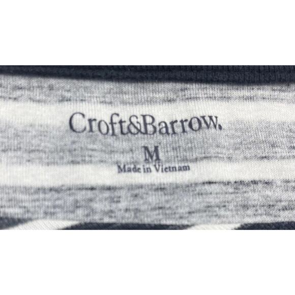 Croft & Barrow Black/White Striped Roll Tab Sleeve Pullover Top Blouse Size M - Picture 6 of 7